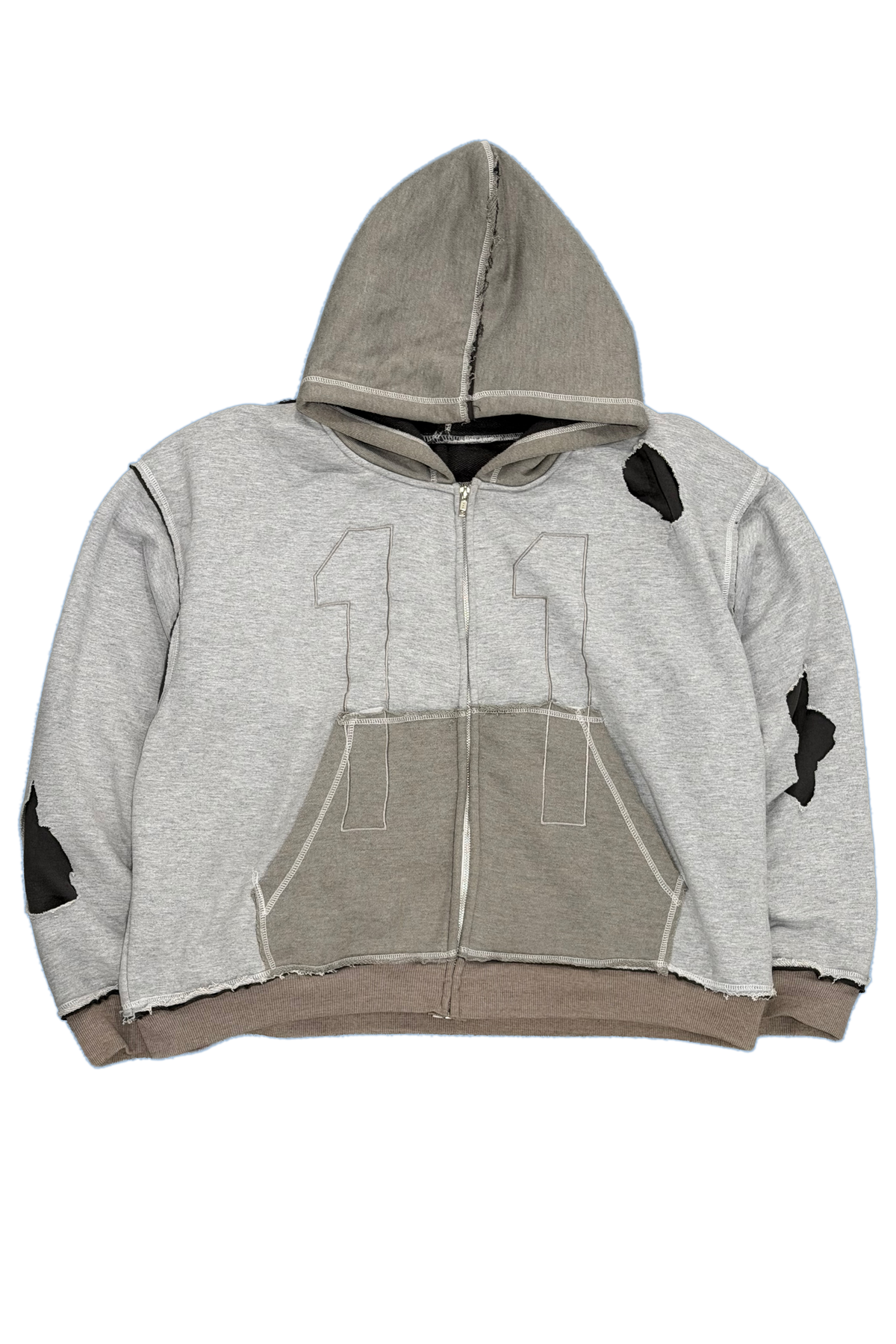 "11:11" COLLEGIATE THRASHER ZIP UP (GREY)